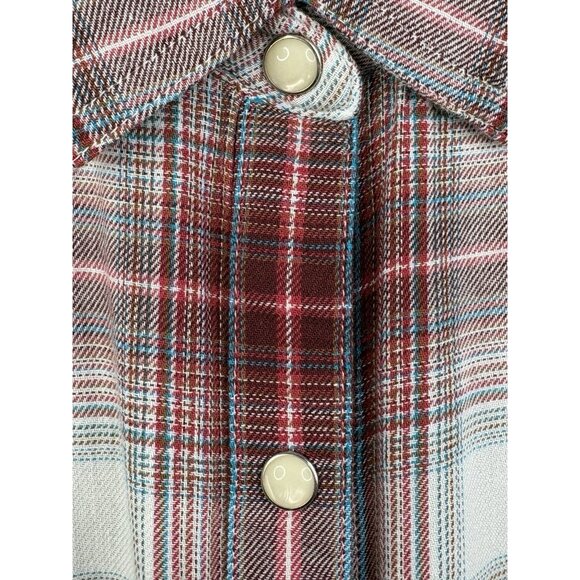 Ariat Real Laramie Western Red Plaid Flannel Shirt Women’s XL Full Snap - Picture 5 of 15